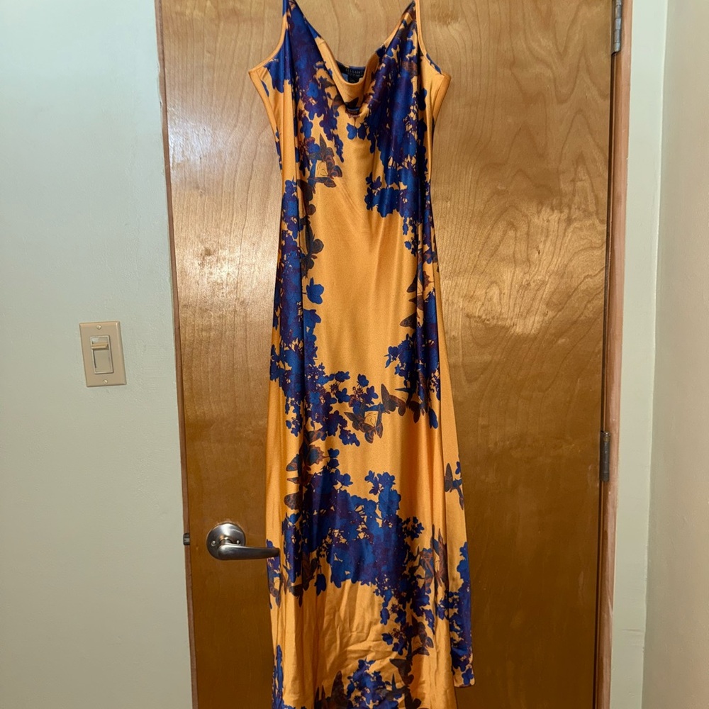 All Saints Asymmetrical Dress in Orange and Blue